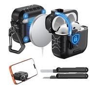 MoKo per AirPods 4 (2024),Compatibile con MagSafe,Con Blocco di AirPods Pro di 4a Gen Sicurezza e Supporto per Telefono,Custodia Protettiva a Caduta Completa Auto Pop-up con kit di Pulizia