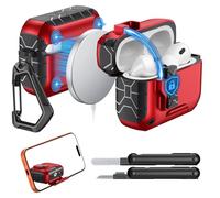 MoKo per AirPods Pro 3 (2025),Compatibile con MagSafe,Con Blocco di AirPods Pro di 3a Gen Sicurezza e Supporto per Telefono,Custodia Protettiva a Caduta Completa Auto Pop-up con kit di Pulizia, Rosso