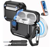 MoKo per Custodia AirPods Pro 2 con Chiusura - Compatibile con MagSafe, Supporto per Telefono & Pop-up Automatico per Custodia AirPod Pro 2a/1a Generazione, Copertura Protettiva con Kit Pulizia, Nero