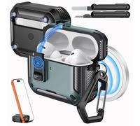 MoKo per Custodia AirPods Pro 2 con Chiusura, Compatibile con MagSafe, Supporto per Telefono&Pop-up Automatico per Custodia AirPod Pro 2a/1a Gen, Copertura Protettiva con Kit Pulizia, Verde mela+Nero