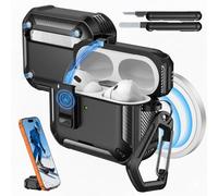 MoKo per Custodia AirPods Pro 3 con Chiusura 2025 - Compatibile con MagSafe, Supporto per Telefono & Pop-up Auto per Custodia AirPod Pro 3a Gen., Copertura Protettiva con Kit Pulizia, Nero