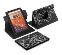 MoKo per Custodia Tablet Android 10,1 Pollici con Portastilo, Custodia Protettiva Sottile Girevole a 360 Gradi,Supporto Multiangolo e Tasca Anteriore per Tutti i Tablet da 9,6-10,6 Pollici,Linea Fiore