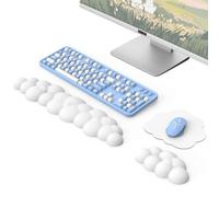 MoKo Poggiapolsi per Tastiera Ergonomico, Poggiapolsi per Mouse, Tappetino per Mouse, Poggia Polso in Schiuma di Memoria, Base Antiscivolo, Accessori Computer per Lavoro Gioco Apprendimento, Bianco