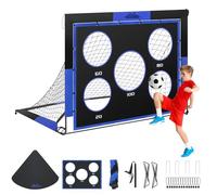 MoKo Porta da Calcio da Giardino per Bambini, Reti da Calcio Portatili Pop Up, 2 in 1 Set di Reti da Calcio per Esterni e Interni, Portatili Rete da Calcioper l'allenamento Del Calcio, Nero&Blu