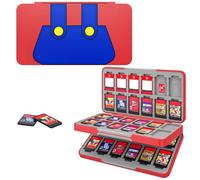 MoKo Porta Schede, Custodia Porta Cartucce di Gioco Compatibile con Switch 2/Switch OLED 2021/Lite, Custodia Protettiva con 48 Scompartimenti Schede Gioco, 24 Scompartimenti Micro SD, Blu& Rosso