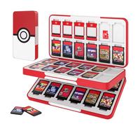 MoKo Porta Schede, Custodia Porta Cartucce di Gioco Compatibile con Switch 2/Switch OLED 2021/Lite, Custodia Protettiva con 48 Scompartimenti Schede Gioco, 24 Scompartimenti Micro SD, Bianco&Rosso