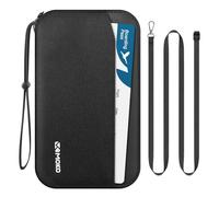 MoKo Portapassaporti Familiare Per 5 Con Tracolla E Supporto AirTag, Portafoglio Da Viaggio RFID Con Penna E Scomparti Per Carte, Organizzatore Documenti Di Viaggio Per Biglietti, Monete, Chiavi, Nero