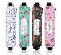 MoKo Portapenne Elastico per Taccuino, 4 Pezzi Astuccio Matite in Pelle PU con Fascia Regolabile Legato a Quaderno, Borsa di Cancelleria Materiale Scolastico Forniture per Ufficio, Fiori