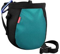 MoKo Sacca da arrampicata per chalkbag, bouldering in magnesio con cintura regolabile e clip a moschettone, con coulisse, per arrampicata, sollevamento pesi, ginnastica, crossfit, nero e azzurro