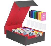 MoKo Scatola per carta Collezionabili 3800+, 24 Divisori 5 Supporti, Adatta a Magic, YugiOh, TCG, PTG e Sportive, Nero Rosso