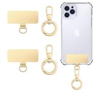 MoKo Set di Sicurezza per Telefono ×2, Anelli Rotanti 360° ×2, Linguette Metalliche Ultra Sottili per Cordino, Connettori Antifurto in Acciaio Inossidabile per Cover Completa, Oro