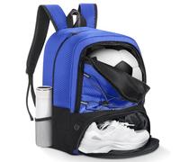MoKo Soccer Bag Backpack, zaino da basket per uomini e donne con scomparti separati per palloni e scarpe, resistente all'acqua, borsa per attrezzature sportive per vestiti, scarpe, tablet, Blu