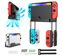 MoKo Supporto da Parete Compatibile con Nintendo Switch/Switch OLED, Supporto in Salvaspazio con 4 Ganci per Joy-Con, con Viti di Montaggio, Scaffale Adatto a Soggiorno e Camera da Letto - Nero