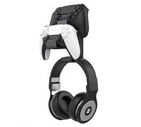 MoKo Supporto per Cuffie, Supporto da Parete per Cuffie, Compatibile con PS3, PS4, PS5, PC, Steam, Switch Supporto Cuffie Universale,Supporto per Controller di Gamepad, in Alluminio - Nero