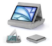 MoKo Supporto per Tablet, Cuscino per Laptop per Grembo/Letto/Scrivania, Supporto Pieghevole per Tablet 12”, con Portapenne, per iPad Air 6 2024, iPad PRO 11 2024, Galaxy Tab, E-Reader, Libro, Grigio