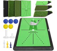 MoKo Tappetino da Golf 3 in 1 con Feedback dello Swing | Superfici rough, fairway e putting sostituibili, base antiscivolo e segni visibili per analizzare la traiettoria