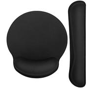 MoKo Tappetino per mouse e poggiapolsi, tappetino per mouse ergonomico in memory foam, forniture per la scuola, base in PU gomma antiscivolo per ufficio/computer/giocatore, nero