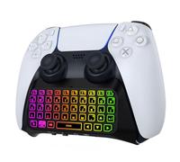 MoKo Tastiera Retroilluminata RGB Compatibile con Controller PS5, Mini Tastiera Chatpad Wireless Bluetooth, Accessori Controller Playstation 5 con Altoparlante Integrato e Jack Audio da 3,5 mm