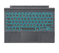 MoKo Tastiera Spagnola Compatibile con Microsoft Surface Pro 7 Plus/Pro 7/6/ 5/4/ 3, Tastiera Wireless Ricaricabile con Trackpad, Retroilluminazione LED a 7 colori (Layout QWERTY), Grigio granuloso