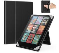 MoKo Universale Custodia per 6.8, 7 Pollici Kindle Paperwhite eReader da Tablet, Kindle Paperwhite/Colorsoft/Kobo Libra/Boox/Ocean,Custodia Folio Leggera con Cinghia per Mano/Support, Lychee Nero