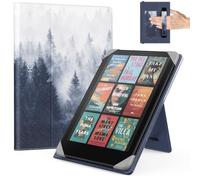 MoKo Universale Custodia per 6.8, 7 Pollici Kindle Paperwhite eReader da Tablet,Kindle Paperwhite/Colorsoft/Kobo Libra/Boox/Ocean,Custodia Folio Leggera con Cinghia Mano/Support, Foresta Grigia