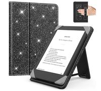 MoKo Universale Custodia per 6 Pollici Kindle eReader da Tablet, Kindle/Kobo Clara/Tolino/Pocketook/Sony E-Book Tablet, Custodia Leggera Folio con Cinghia da Mano e Cavalletto, Glitter Nero