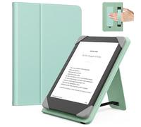 MoKo Universale Custodia per 6 Pollici Kindle eReader da Tablet, Kindle/Kobo Clara/Tolino/Pocketook/Sony E-Book Tablet, Custodia Leggera Folio con Cinghia da Mano e Cavalletto, Verde Tequila Litchi