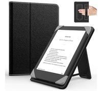 MoKo Universale Custodia per 6 Pollici Kindle eReader da Tablet, Kindle/Kobo Clara/Tolino/Pocketook/Sony E-Book Tablet, Custodia Leggera Folio con Cinghia da Mano e Cavalletto, Nero