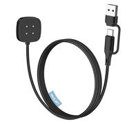 MoKo USB A/C Caricatore per Fitbit Versa 4/Versa 3/Sense 2/Sense, Cavo di Ricarica Magnetico per Google Pixel Watch 3/2, Ricambio Caricabatteria per Fitbit Watch, Nero