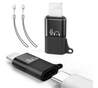 MoKoAdattatore da USB C a Lighting per DJI Mic Mini, Adattatore Lightning a USB C Cuffie per Apple Earpods/iPhone 14/13/12/11/Ricevitore Microfono Wireless, Supporto di Ricarica - 2 Pezzi, Nero