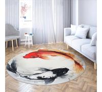MOKOSAISE Buon Auspicio Koi Fish Antiscivolo Rotondo Carper per Living Office Studio Corridoio Cinese Yin e Yang Soft Throw Circle Area Tappeti Floor Decor 183cm(Rotondo)