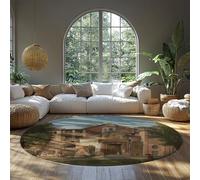 MOKOSAISE Christoffer Wilhelm Eckersberg - Una sezione della Via Sacra Roma Circle Tappeti Edifici retrò Tappeto rotondo antiscivolo per lo studio dell'home office 120cm（Rotondo）