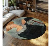 MOKOSAISE Donna con i capelli rossi di Amedeo Modigliani Tappeti a cerchio Lavabile Antiscivolo Pieghevole a pelo corto Elegante Tappeto rotondo da donna per Home Cafe 60cm（Rotondo）