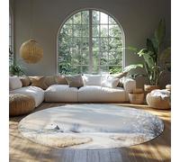 MOKOSAISE Inverno Snowy Country Cottage Circle Area Tappeto Bellissimo Romantico Paesaggio Naturale Tappeto Rotondo per Casa Soggiorno Sala da Pranzo Decor 183cm(runden)