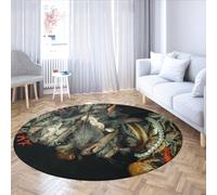 MOKOSAISE L'allegoria dell'acqua di Giuseppe Arcimboldo Tappeti rotondi morbidi Tappeto pieghevole a cerchio retrò a pelo corto per soggiorno Ufficio Studio 90cm（Rotondo）