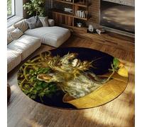 MOKOSAISE L'inverno famoso pittura stampe tappeti 120cm（Rotondo） morbido lavabile in lavatrice astratto albero corteccia viso cerchio tappeto per la casa sala da pranzo camera da letto