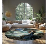 MOKOSAISE Miranda la Tempesta 1906 di John William Waterhouse Area Tappeti Classico Pre Raffaelliti Donna Ritratto Cerchio Tappeto per Living Home Decor 240cm（Rotondo）