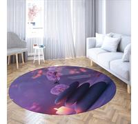 MOKOSAISE Orchidee rosa lavabile pieghevole tiro cerchio carper tranquille relax pietre tappeti rotondi per vivere casa studio camera da letto spa sala da pranzo arredamento 150cm（Rotondo）