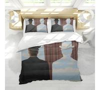 MOKOSAISE Surrealismo Stile Astratto Copripiumino Set 3 Pezzi il Figlio dell'Uomo Morbido Set di Biancheria Da Letto per Camera Da Letto Casa Con 2 Cuscini Shams 4 Cravatte 155 x 220 cm