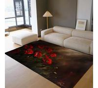 MOKOSAISE Tappeti misteriosi per la zona soggiorno lavabili 180x200cm tappeto morbido antiscivolo con motivo floreale rosso per camera da letto sala da pranzo nursery ufficio casa