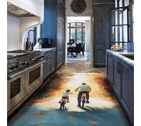 MOKOSAISE Tappeti per la zona Padre e Figlio 140x200cm Tappeti da tramonto morbidi e sottili e dorati lavabili tappeto antiscivolo per la Festa del Papà camera da letto zerbino della sala da pranzo