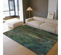 MOKOSAISE Tappeti per l'area delle ninfee 140x200cm Tappeto botanico retrò antiscivolo con fiore impressionista per soggiorno camera da letto sala da pranzo pavimento per ufficio a casa