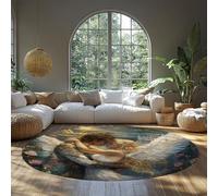 MOKOSAISE Tappeto rotondo per coppie romantiche 120cm（Rotondo） Ala bianca bianca con ali di piuma e petali rosa rosa a pelo basso lavabile per arredamento della camera da letto e soggiorno