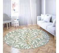 MOKOSAISE Tappeto rotondo per la zona foglia 90cm（Rotondo） tappeto circolare verde stampato con rami di salice lavatrice per aree ad alto traffico nel soggiorno camera da letto Studio dell'ufficio