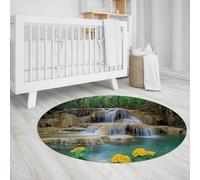 MOKOSAISE Tappeto rotondo tropicale fiore lavabile morbido antiscivolo circolare tappeto foyer tappetino per la cucina della scuola materna ingresso living decor 244cm(Rotondo)