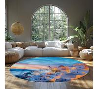 MOKOSAISE Tropical Resort Island Tappeto circolare antiscivolo Bellissimo paesaggio da spiaggia Tappeto rotondo lavabile per vivere Home Office Arredamento camera da letto 150cm（Rotondo）