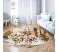 MOKOSAISE Wild Wolf Pack Tappeto circolare lavabile Tappeto a pelo corto rotondo per la sala da pranzo di casa Stuoie da comodino Decorazioni per pavimenti 122cm(Rotondo)