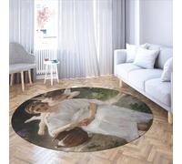 MOKOSAISE William Adolphe Bouguereau Ragazza Sussurri d'Amore Tappeti Rotondi Bella Donna Lavabile Antiscivolo Cerchio Tappeto per Camera Da Letto Cafe 90cm（Rotondo）