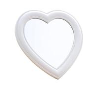 Mokoze Specchio da scrivania a forma di cuore, specchio da parete con foro per appenderlo, 28 x 26,9 cm, specchio bianco, specchio da tavolo per decorare la casa, regalo di compleanno e San Valentino