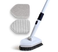 Moku Home Spazzola per doccia 3 in 1 con manico lungo allungabile da 147,3 cm, spazzola per la pulizia della doccia, antigraffio, per la pulizia di bagno, cucina, WC, parete, vasca da bagno,